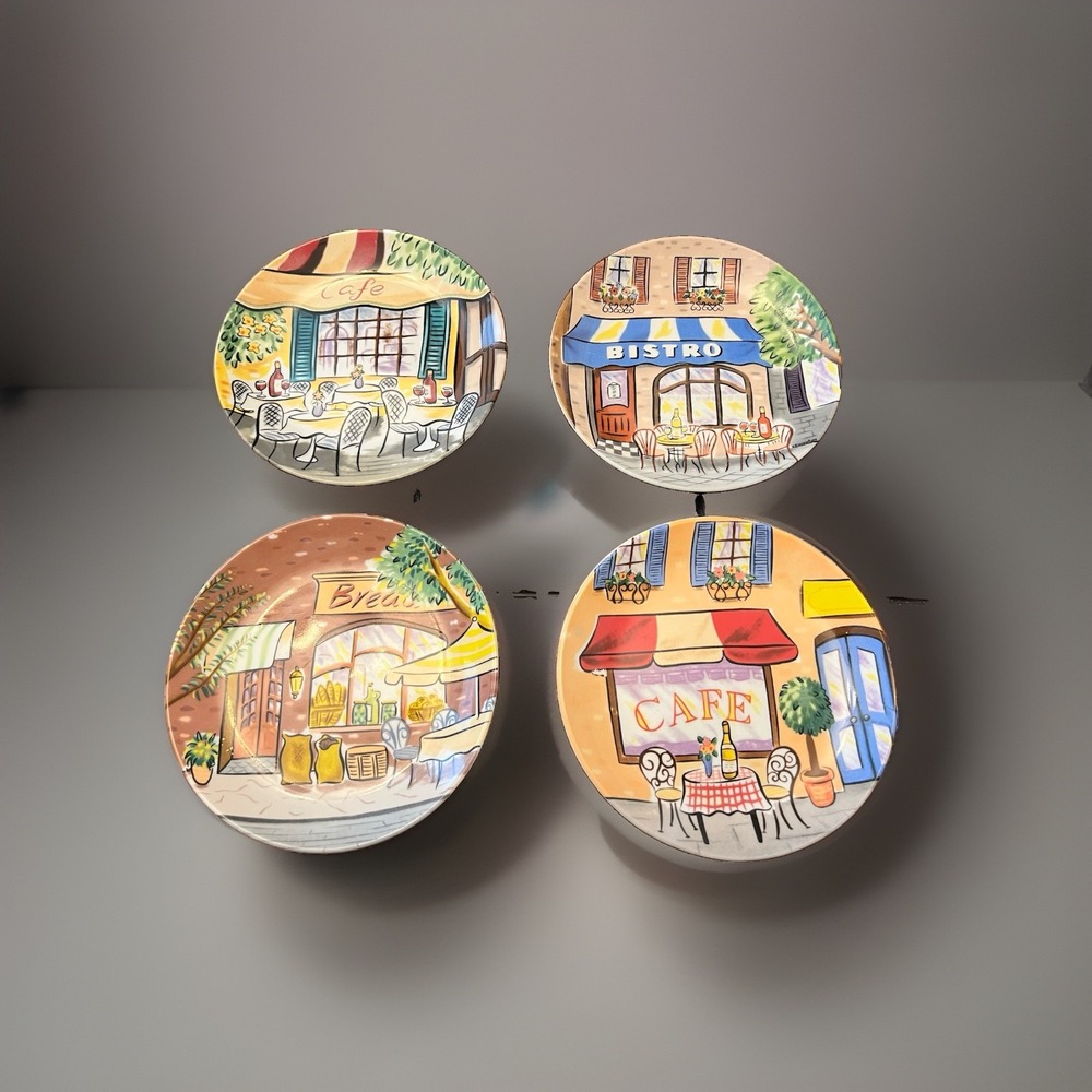 Set of (4) 6" Ceramic Bread Plates From the Avon "French Market Collection"